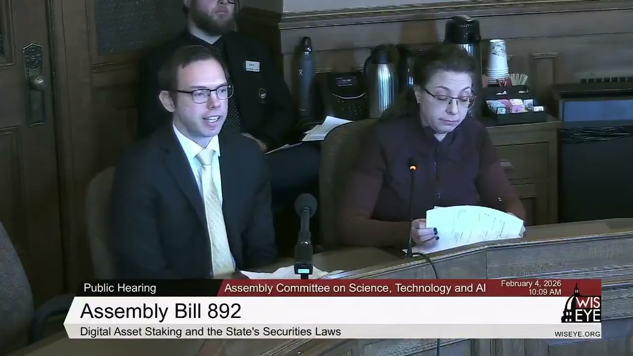 Witnesses testifying before the Assembly Committee on Science, Technology and AI on Assembly Bill 892, 4 February 2026. Wisconsin Eye broadcast still.