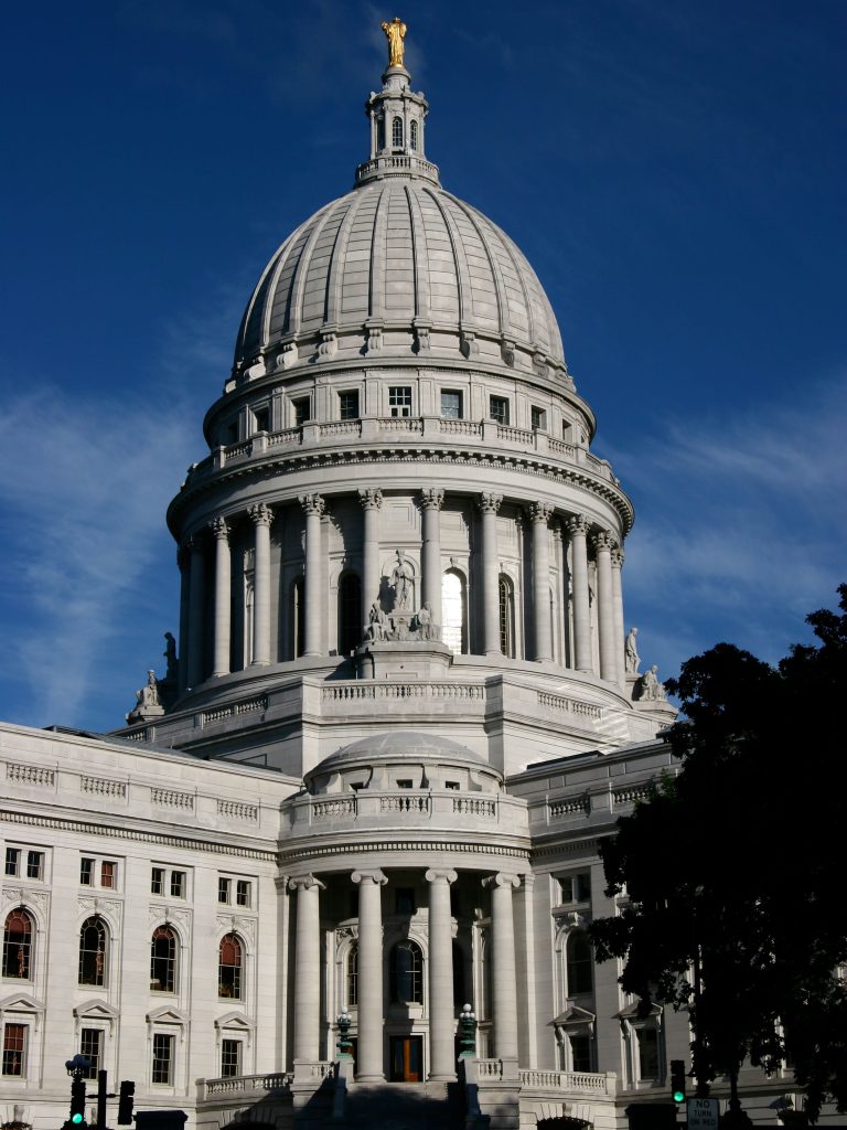 The Wisconsin State Capitol dome in Madison